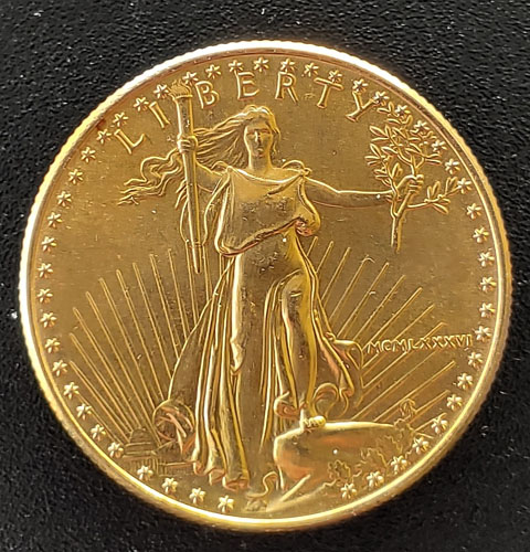 U.S.A. BU 1986 first issue 1/2 ounce pure Gold 25 Dollars