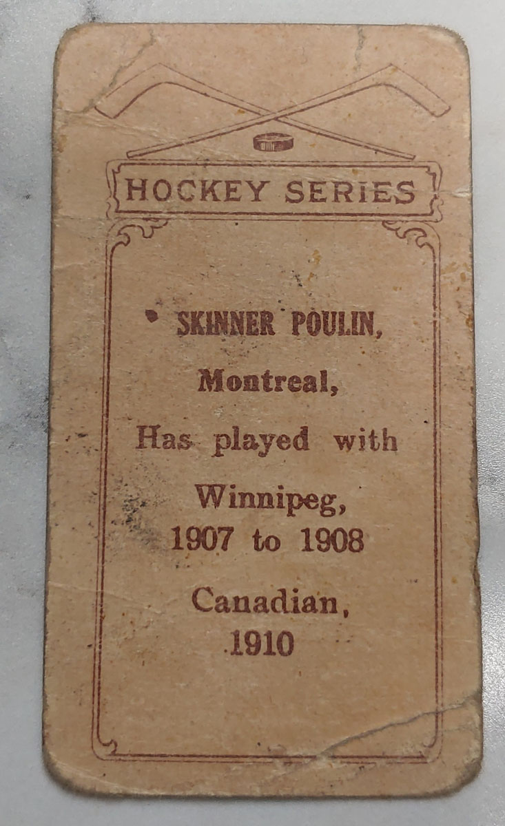 Skinner Poulin C-56 1910/11 #24 Rookie Hockey Card, faults