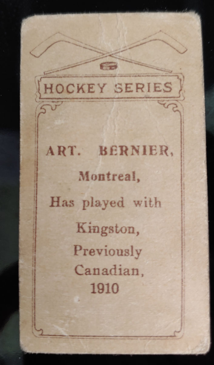 Art Bernier C-56 1910/11 #25 Rookie Hockey Card