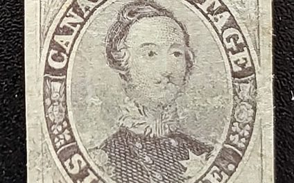 Canada #10 VF Used 1857 6d Thick Soft Paper, tiny tear