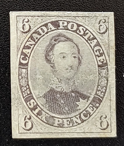 Canada #10 VF Used 1857 6d Thick Soft Paper, tiny tear $9000