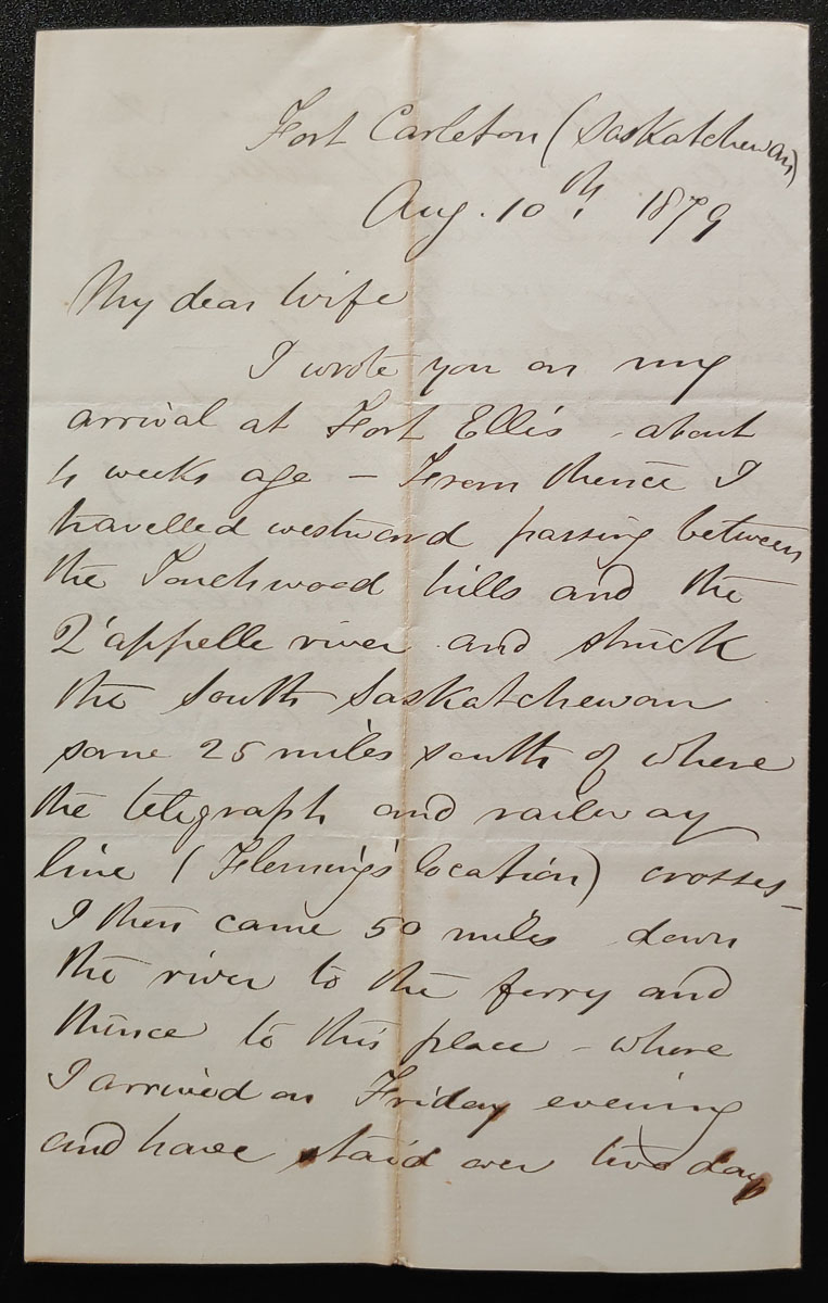 Fort Carleton, Sk. 10 Au 1879 Marcus Smith letter to his wife