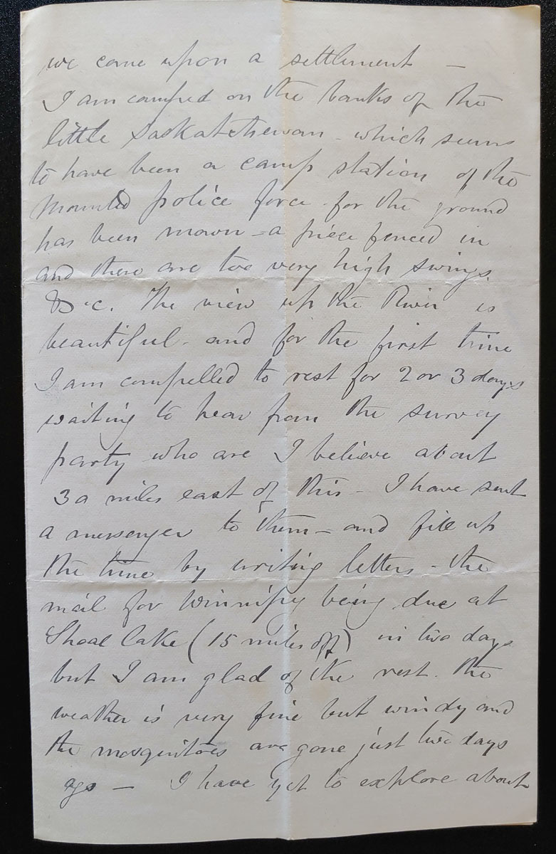 Elbows of the Little Sask. 9 Sp 1879 Marcus Smith letter to his wife
