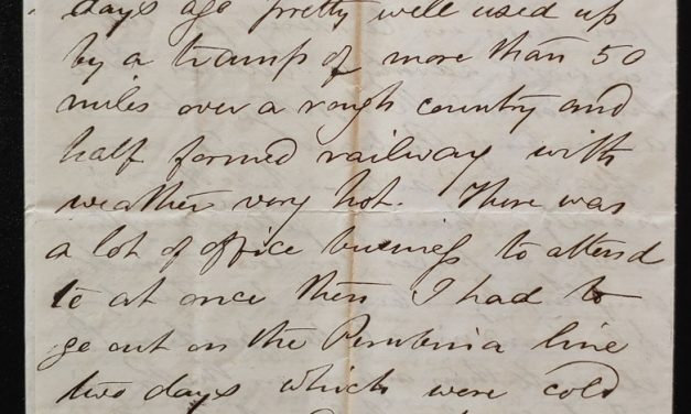 C.P.R. Manitoba District Engineer’s Office 7 Sep 1878 Marcus Smith letter “My dear wife..”