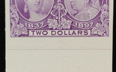 Canada #62P VF 1897 $2 QV Jubilee bottom margin Plate Proof