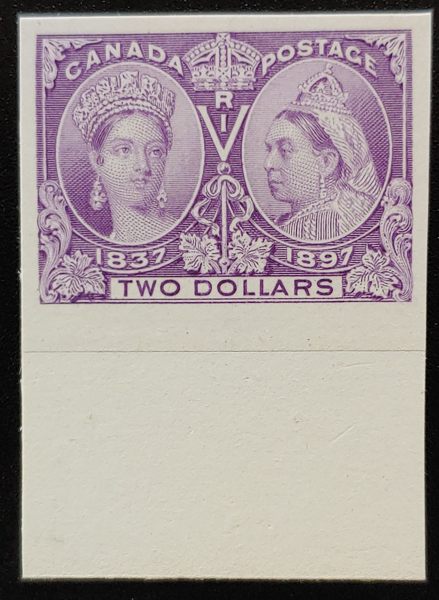 Canada #62P VF 1897 $2 QV Jubilee bottom margin Plate Proof $800