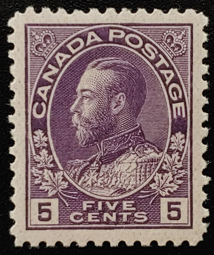 Canada #112a VFNH 1924 5c Thin Paper, Wet Printing $150