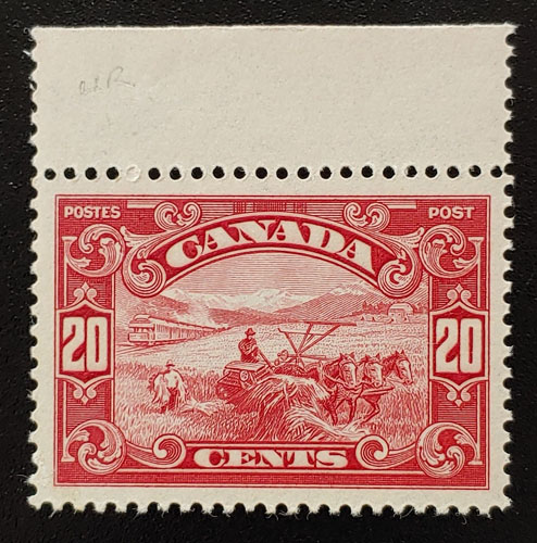 Canada #157 XFNH 1929 20c top margin Harvester $200