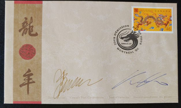 Canada #1836 dual Designer-signed 2000 46c Dragon F.D.C.