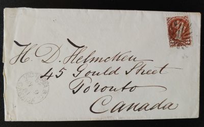 Victoria, B.C.1881 3c SQ Fancy Leaf Helmcken Cover, ex Wellburn