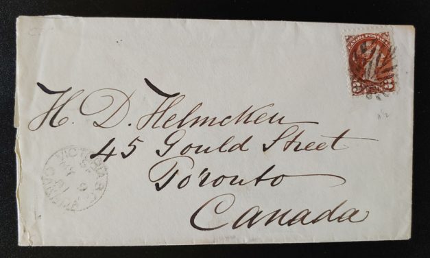 Victoria, B.C.1881 3c SQ Fancy Leaf Helmcken Cover, ex Wellburn