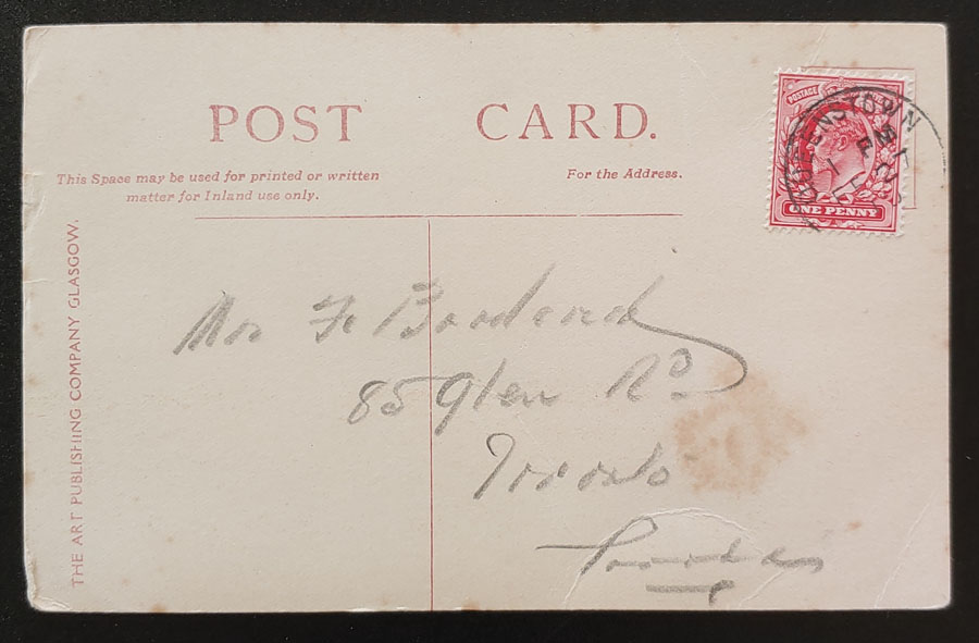 S.S. Lusitania 27 Fe 1910 1d Hands Across the Sea Postcard to Cda