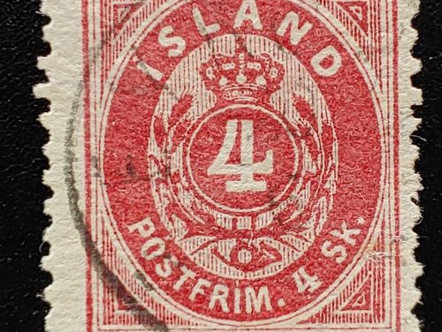 Iceland #6 Fine Used 1873 4s Carmine