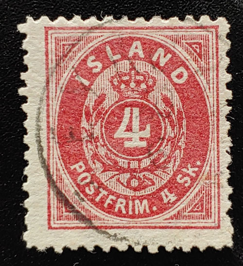 Iceland #6 Fine Used 1873 4s Carmine US$1400+