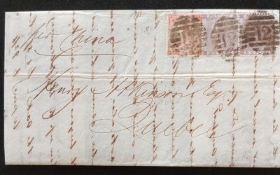 G.B. #34, 39 2 Ja 1863 16d London/Quebec per China FLS w/ contents
