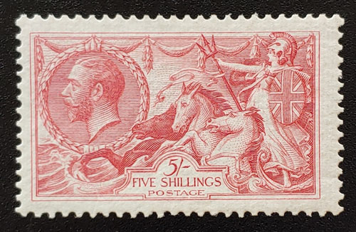 G.B #180 F/VF Mint 1919 5/- George V Seahorse