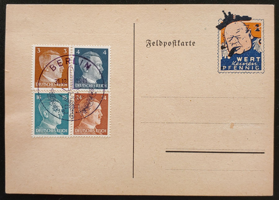 Germany 13 Dec 1941 Berlin unaddressed Churchill caricature Card