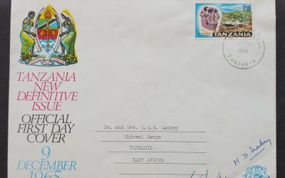 Tanzania #14 9 Dec 1965 FDC signed by Leakeys, some mt mks