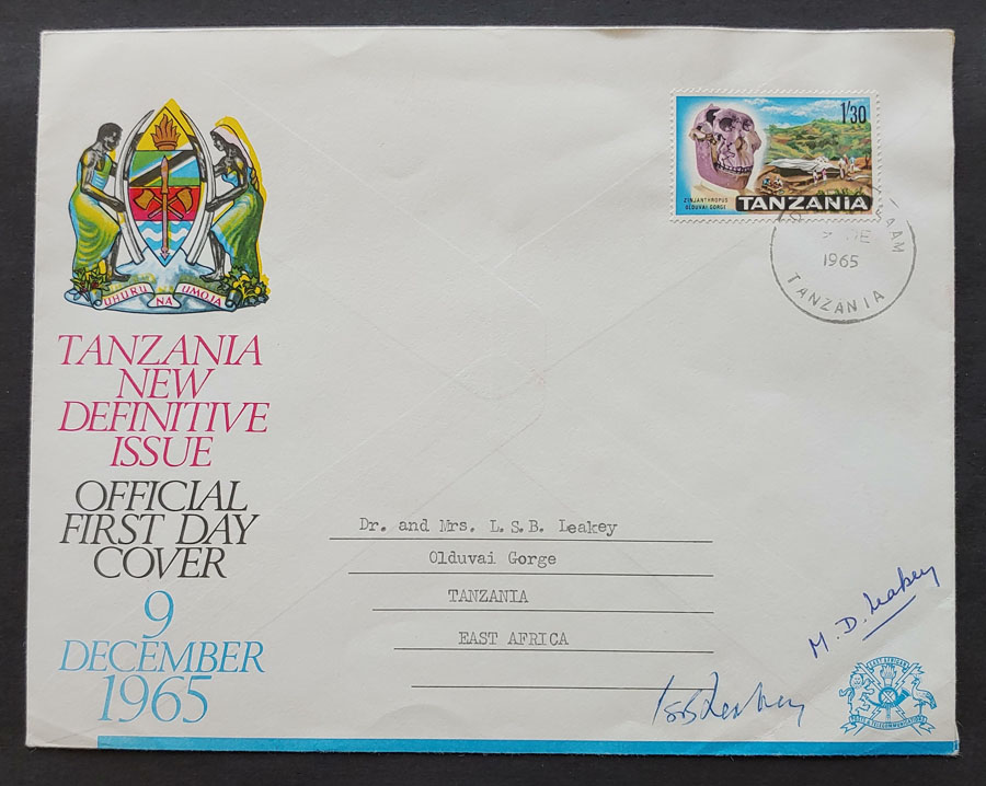 Tanzania #14 9 Dec 1965 FDC signed by Leakeys, some mt mks