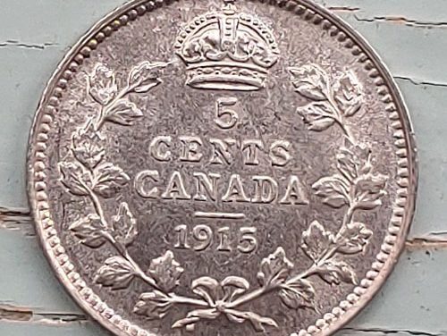 Canada BU 1915 George V Silver 5 Cents