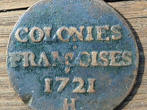 French North America 1721H Colonial 9 Deniers