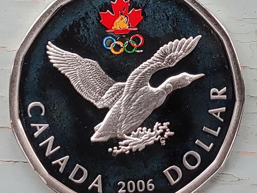 Canada Proof 2006 Sterling Silver painted Olympic Lucky Loonie