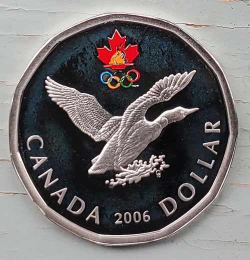 Canada Proof 2006 Sterling Silver painted Olympic Lucky Loonie