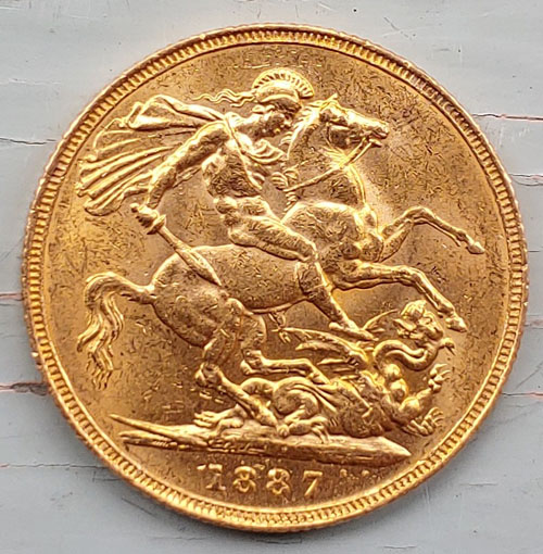 G.B. XF 1887 Queen Victoria Jubilee Gold Sovereign .2355oz AGW