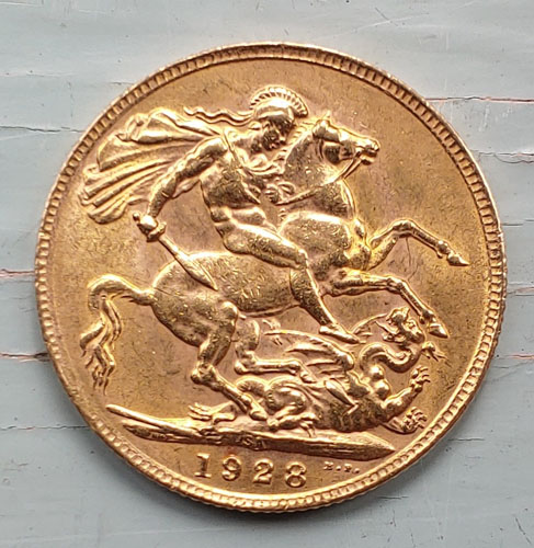 South Africa XF+ 1928 George V Gold Sovereign