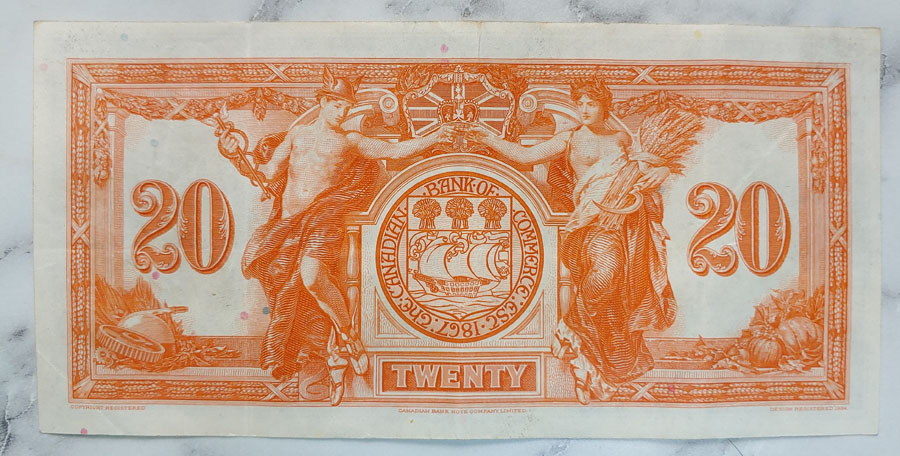 Cdn Bank of Commerce Fine+ 1935 $20 Banknote $175+