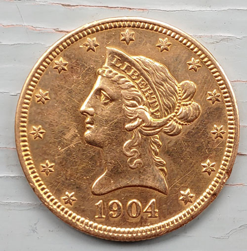 U.S.A./Colonial Canada XF 1904 Gold $10 Eagle, lightly cleaned