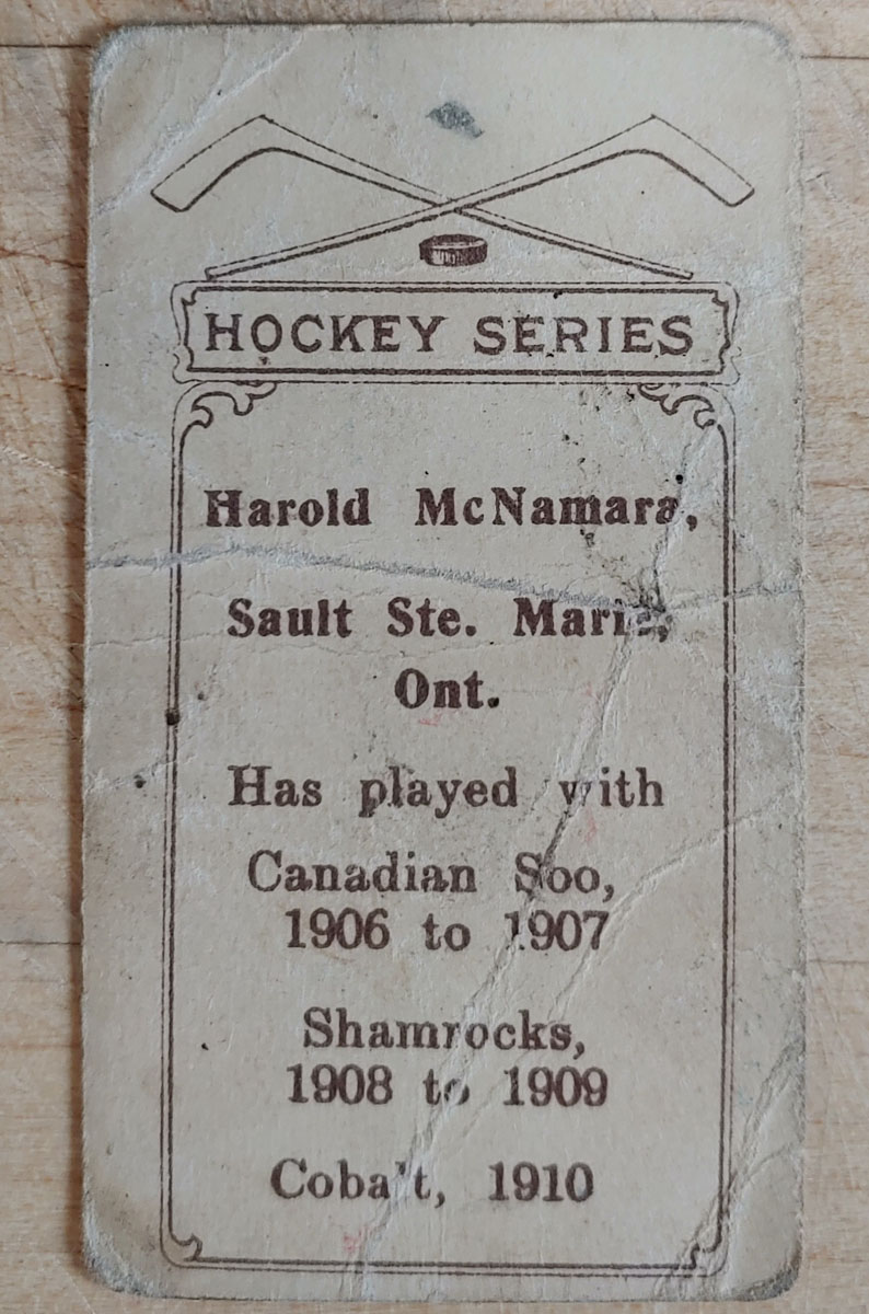Harold McNamara 1910/11 C56 #32 Rookie Hockey Card, creases