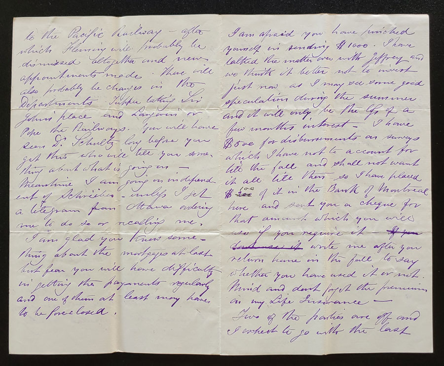 Winnipeg 6 June 1880 Marcus Smith 4 page letter to his wife