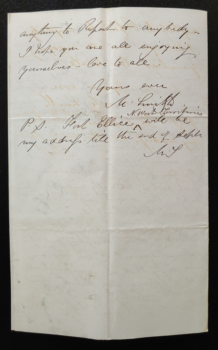 Camp 110 Miles West of Winnipeg 4 July 1880 Smith letter to his wife