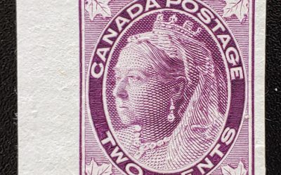Canada #68Pi VF 1897 2c Dull Purple QV Leaf Plate Proof