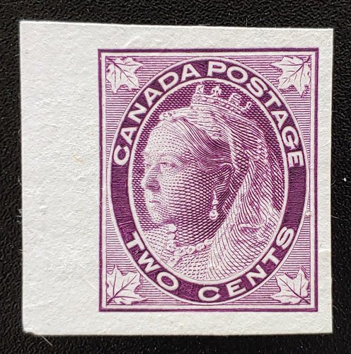 Canada #68Pi VF 1897 2c Dull Purple QV Leaf Plate Proof $100
