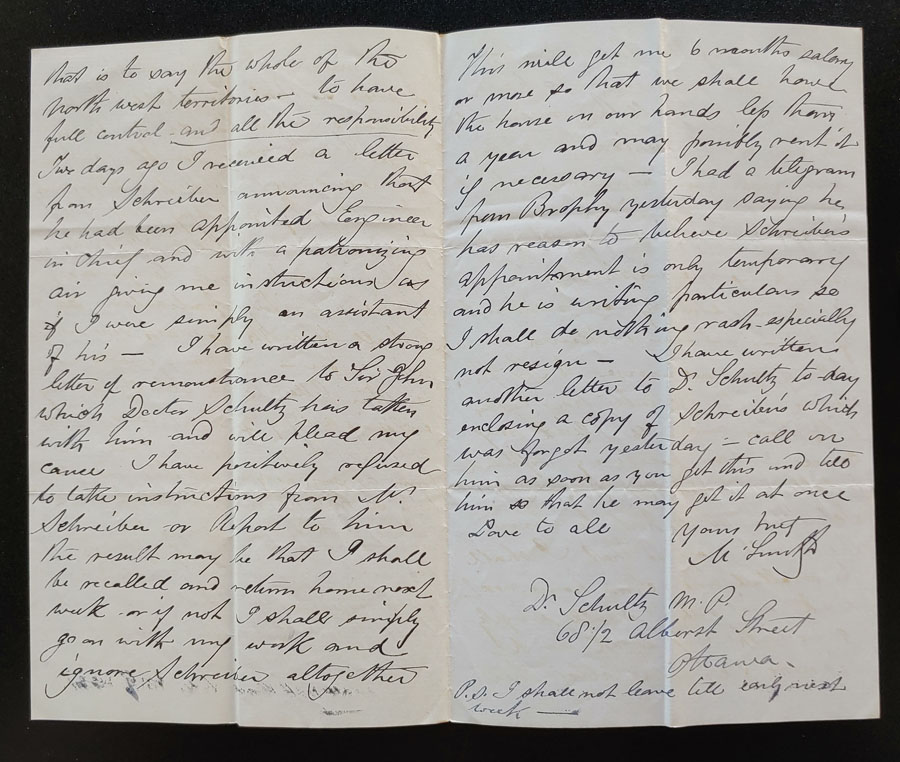 Winnipeg 1 June 1880 Marcus Smith 3 page letter to his wife