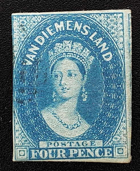 Tasmania #9 Fine Used 1857 4d unwatermarked US$140