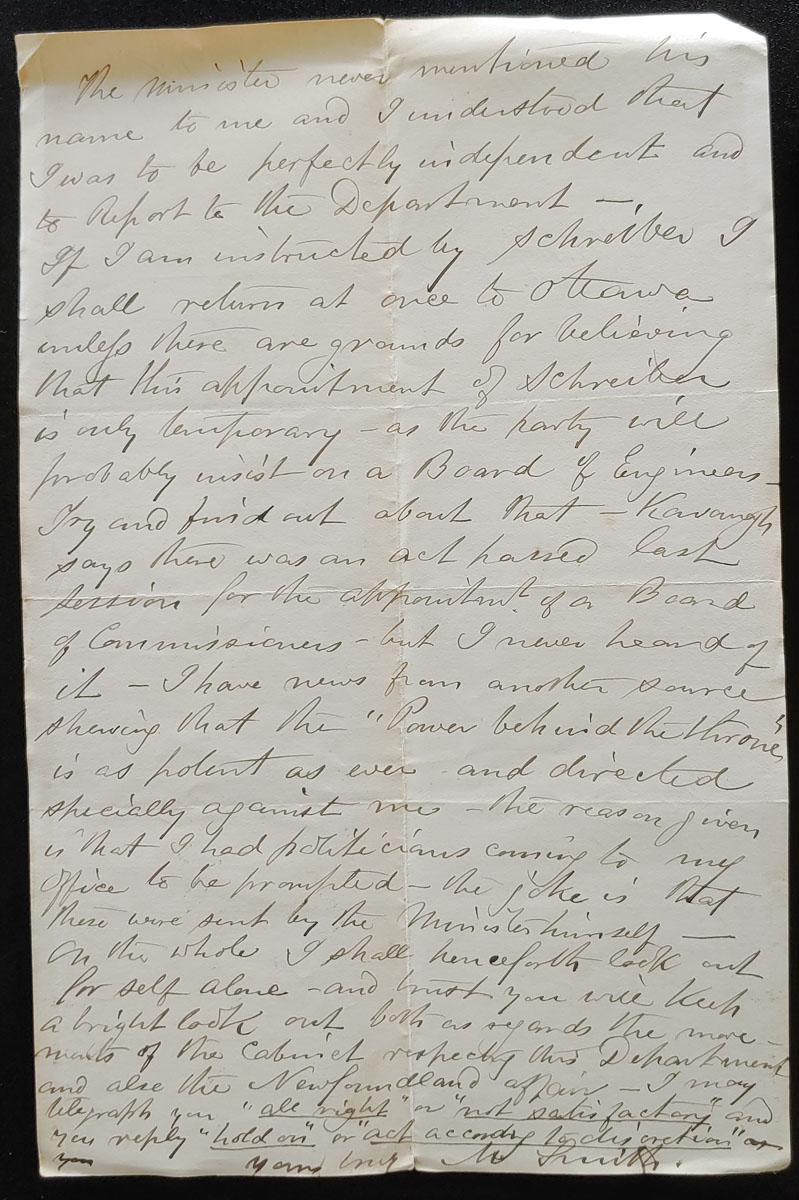 C.P. Hotel Winnipeg 25 May 1880 2pg Marcus Smith Letter to Brophy