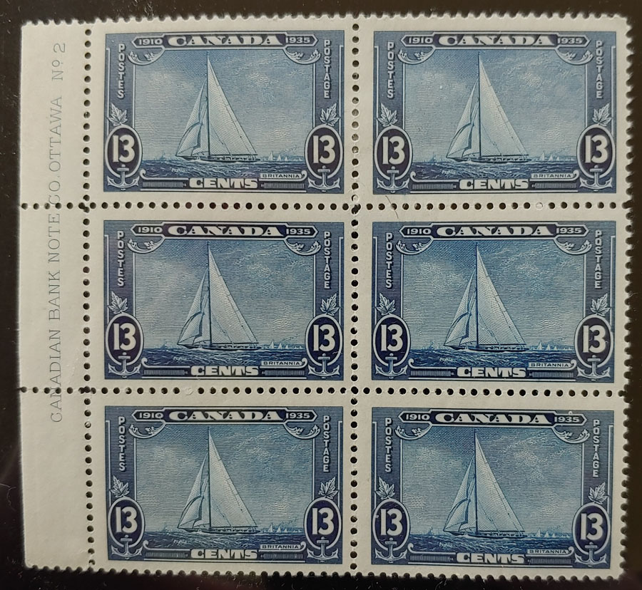 Canada #216 F/VF Mint four NH Plate 2 Inscription Block $70 (6)