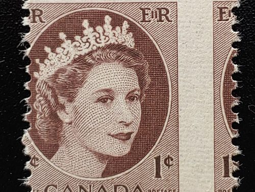 Canada #337 Never Hinged 1954 1c Wilding Misperf ex Penko
