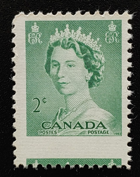 Canada #326 Mint 1953 2c Karsh QEII Misperf $50