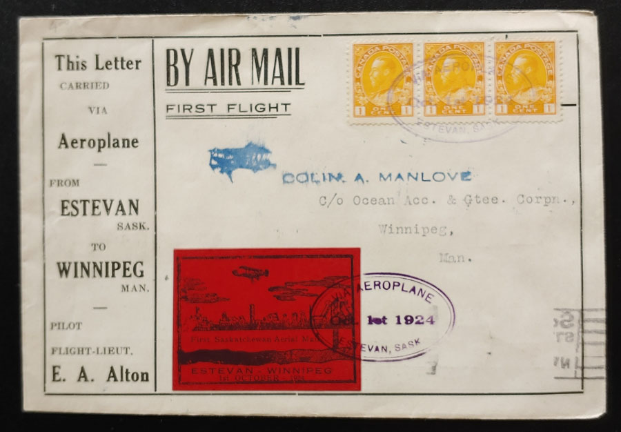 Canada #CLP5 1 Oct 1924 Estevan/Winnipeg FFC $275+