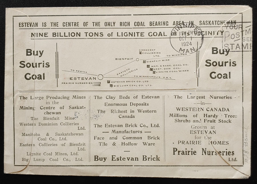 Canada #CLP5 1 Oct 1924 Estevan/Winnipeg FFC $275+