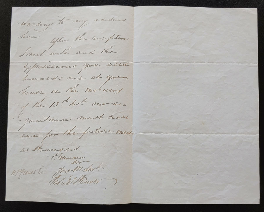 Maple Bay, B.C. 25 Jl 1867 T. Skinner Letter to H. Crease, ex Wellburn