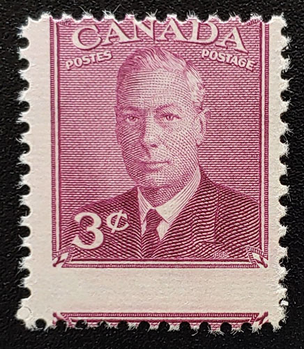 Canada #286 Never Hinged 1949 3c George VI Misperf, ex Penko