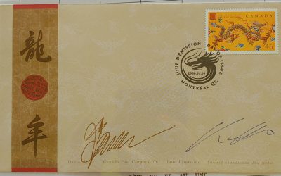 Canada #1836 dual designer-signed 2000 46c Dragon FDC