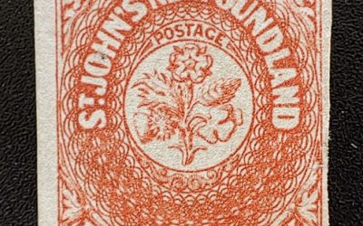 Newfoundland #7 F/VF Unused 1857 6.5d Scarlet Vermilion, thin