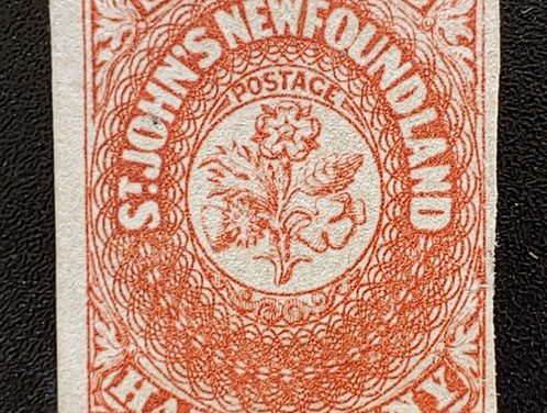 Newfoundland #7 F/VF Unused 1857 6.5d Scarlet Vermilion, thin