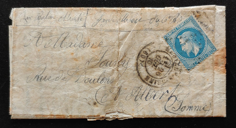 France #15 Siege of Paris 28 Oct 1870 Balloon Post FLS